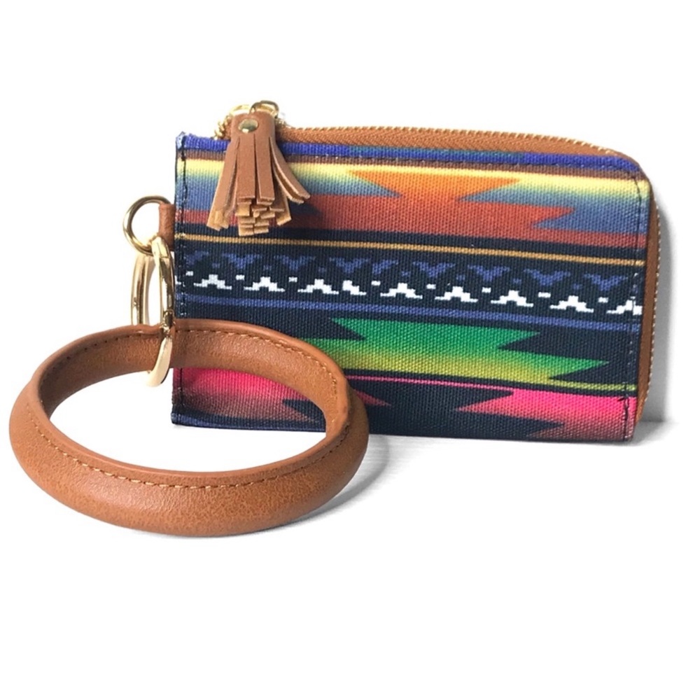 1 LEFT! Aztec Wristlet Zippered Coin Purse Mini Women's Wallet - Picture 2 of 4
